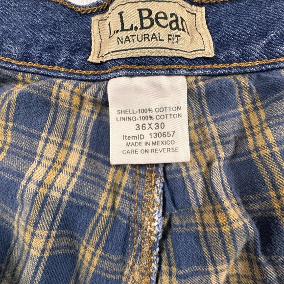LL Bean Flannel Lined Jeans Mens 36x30 Natural Fit Medium Wash 130657 NWT - Picture 2 of 8